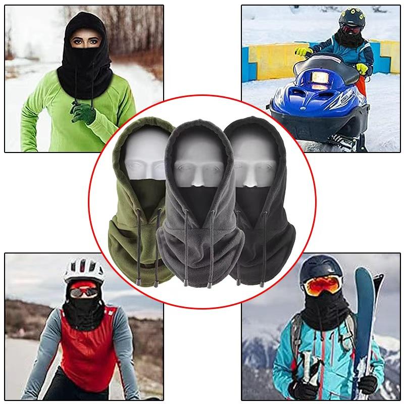 Hat Winter Ski Windproof Thicken Warm Outdoor Cycling Motorcycle Cap with Drawstring Neck Cover for Men Women