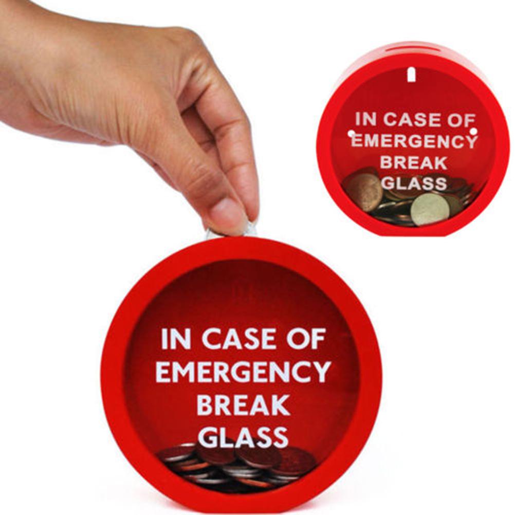 

1pc Emergency Coin Smash Piggy Bank Break Glass Novelty Savings Box For Kids Children Piggy Bank For Saving Money Coins красный