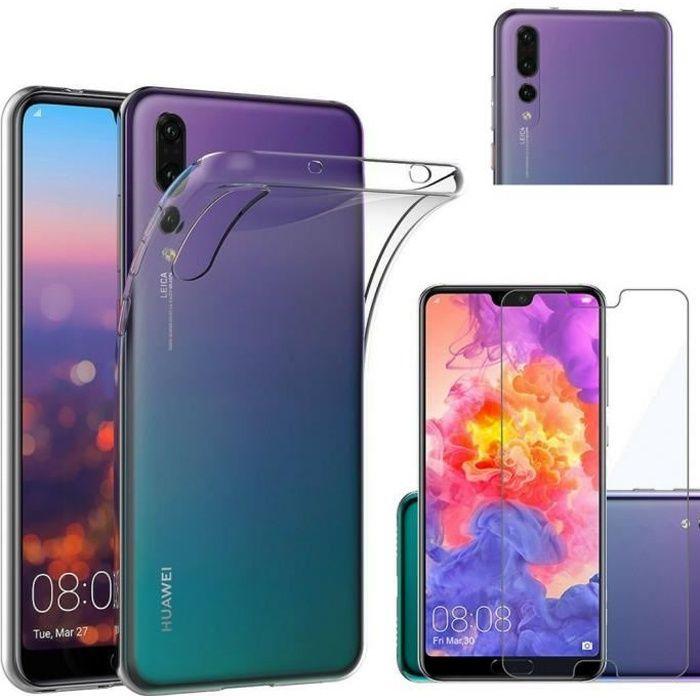 Phone Case - Phonillico® - HUAWEI P20 PRO - Transparent Silicone - Tempered Glass - Ultra Slim