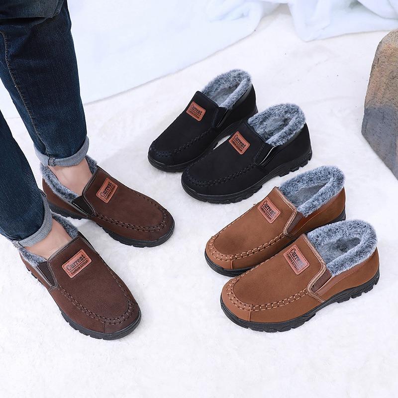 New Cotton Shoes Men's Winter Velvet Thickened One Casual Warm Old Beijing Snow Boots One Foot Cotton Shoes