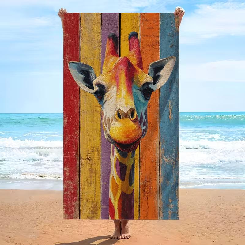 Süßes Rosa Giraffenmuster Strandtuch Cartoon-Tier Giraffenmuster Schnelltrocknend Sandfreies Saugfähiges Handtuch für den Sommerstrand