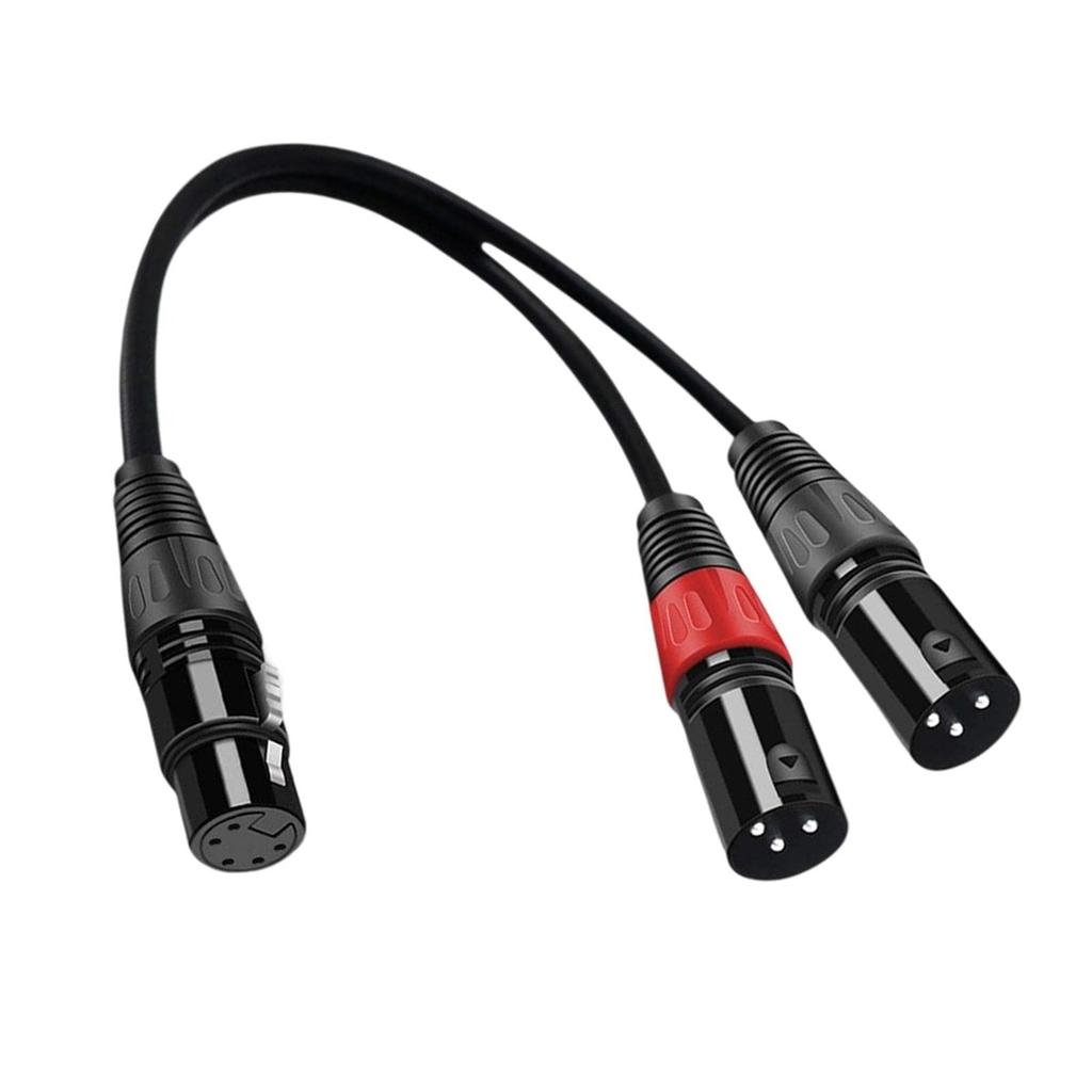 Freneci Dual DMX Y Splitter Cable 3-Pin Male to 5-Pin Female XLR Light Microphone Adapter 0.5m