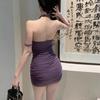 Small Temperament Spice Girl Pure Desire To Wear Mesh Splicing Neck Dress Women Tight Hip Wrap Short Skirt