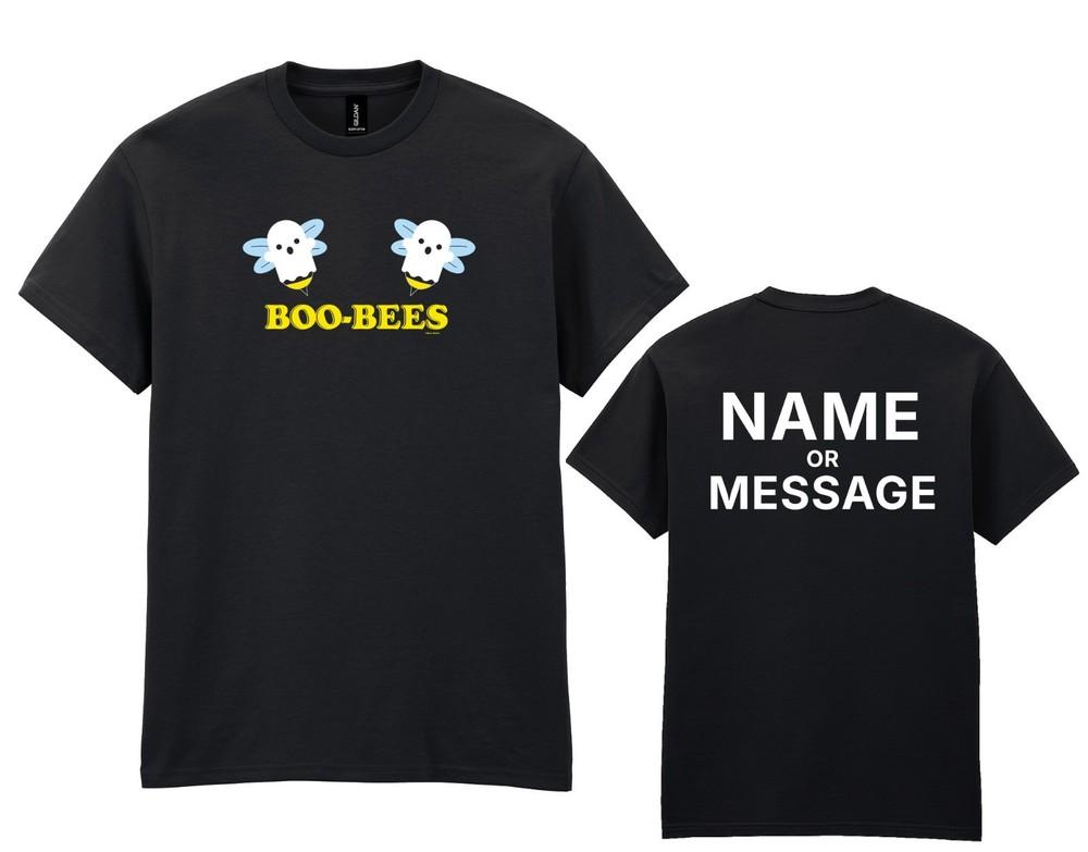 

Halloween Boo Bees Funny T-Shirt - Personalised Name Message - Boobs Costume S