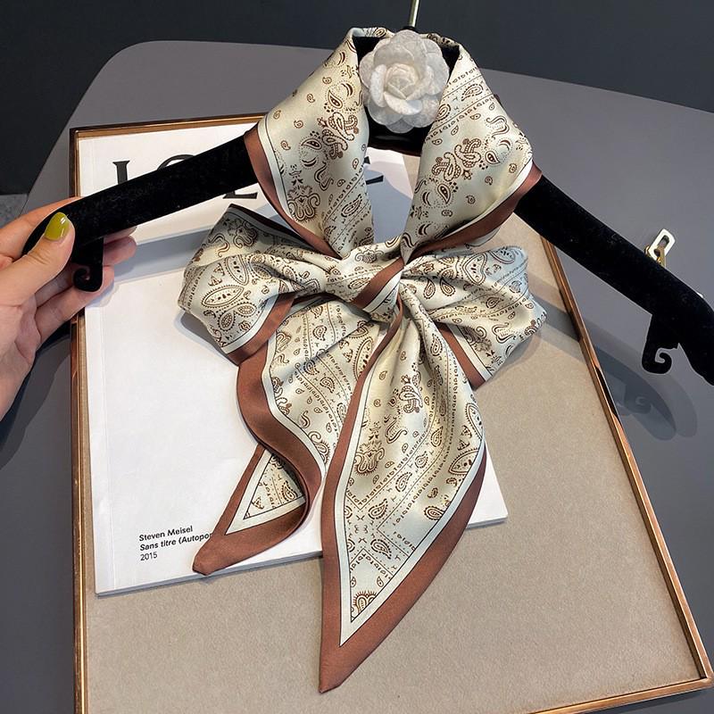 Korean Polka Dot Skinny Scarf: Imitation Silk Spring/Summer Neck Scarf & Headband Tie for Women