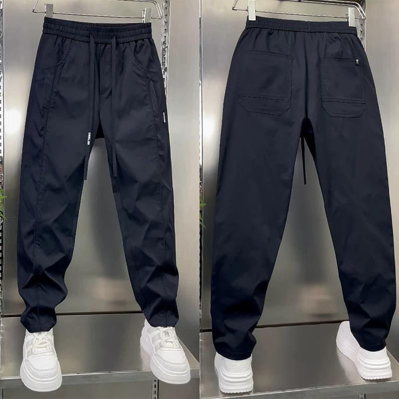Summer men's straight casual pants thin solid color splicing breathable quick-drying trousers fashion trend loose sweatpants