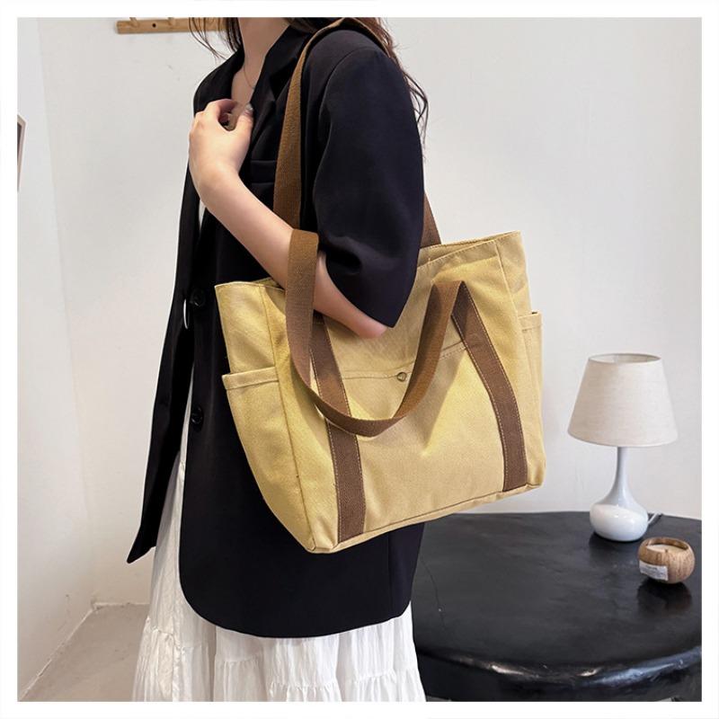 Large Capacity Tote Canvas Bag Work Commute High Aesthetic Versatile Artistic Student Book Shoulder Bag