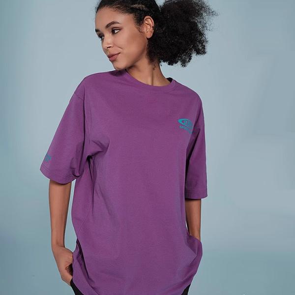Reebok Letter Print Knitted Round Neck Short Sleeve T-Shirt Unisex Tops Purple 24SRC415UGP2