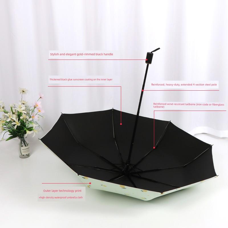 Dual-Purpose Umbrella for Girls, Foldable, Stylish, Compact, Portable, Automatic Sunshade, Sun Protection, Uv Protection, Sun Umbrella