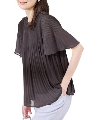 ROPE PICNIC Pleated Blouse with Dark Brown Women's Cups, (20)