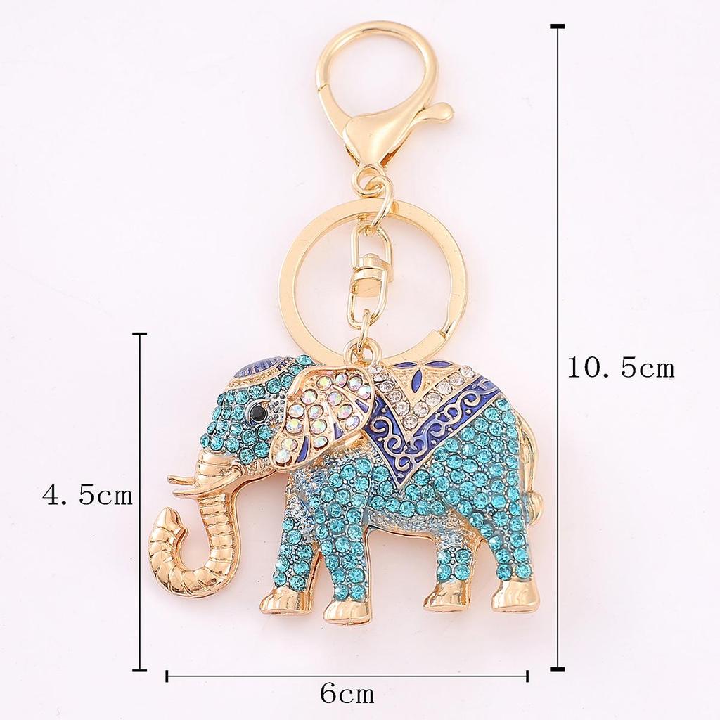 Korean Style Rhinestone Elephant Keychain - Metal Car Accessory & Creative Christmas Gift