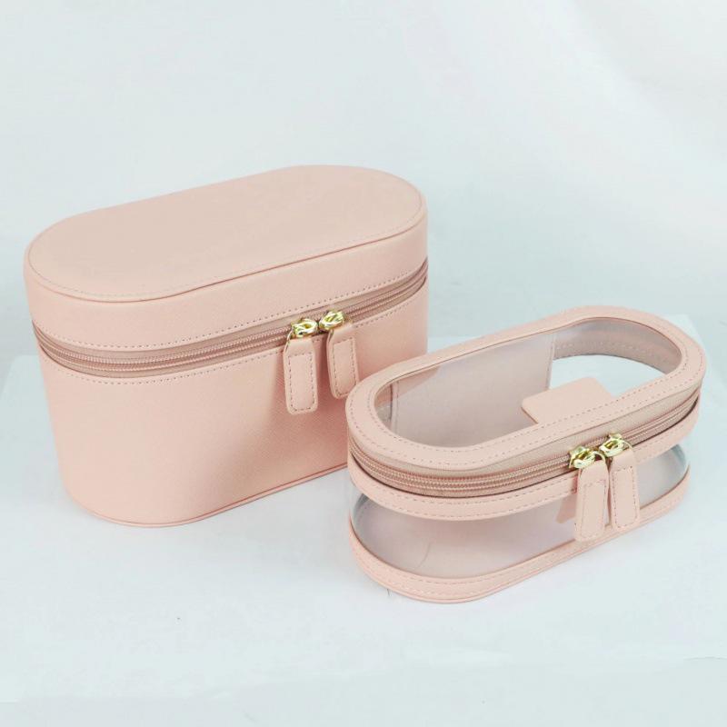 Double-Layer Makeup Bag: Mother-Child Transparent Travel Wash Bag with Wet/Dry Separation