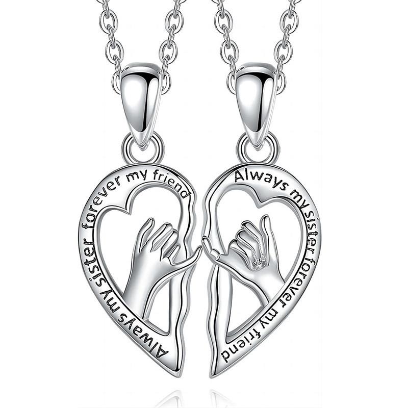 

Stylish Heart Bff Pendant Necklace For Best Friends Crafted From Durable Alloy Material