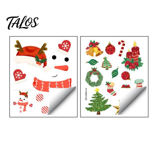 Removable Party Decals Christmas Window Clings, Cartoon Antlers Snowman Wall Stickers, Waterproof PVC Supplies Decorative for Home Glass Windows