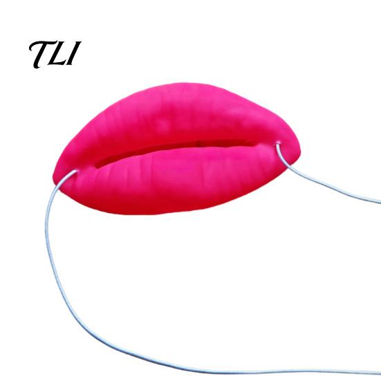 Halloween Costume Accessory Funny Red Lip Face Masque, Big Sausage Mouth Cosplay Prop, Comfortable Wearable Props Novelty Prank Lips Gag Toy for Party