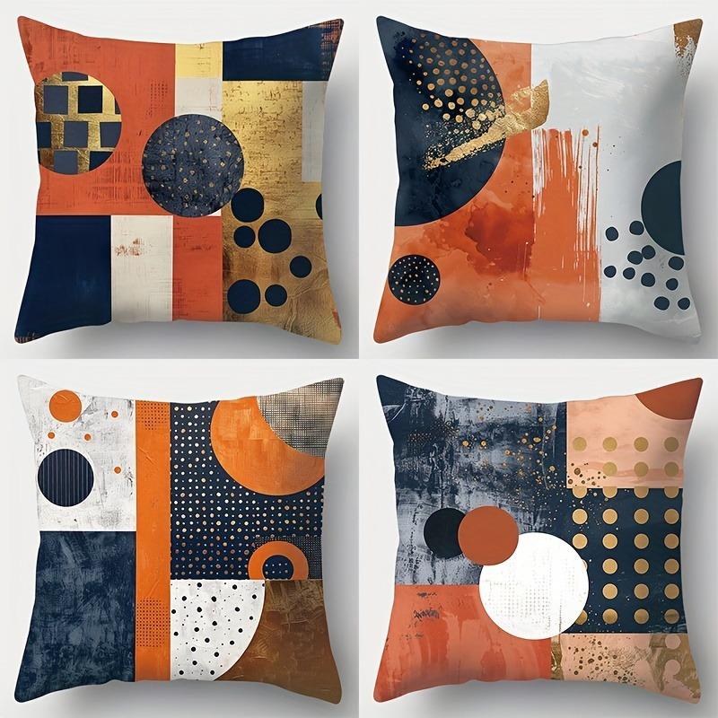 Colorful Geometric Print Home Decor Pillowcase Bedroom Living Room Sofa Decoration Polyester Cushion Cover With Zipper