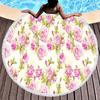 Vintage Floral Round Beach Towel with Tassels, Farmhouse Flower Beach Blanket, Soft Microfiber Yoga Meditation Mat Picnic Rug