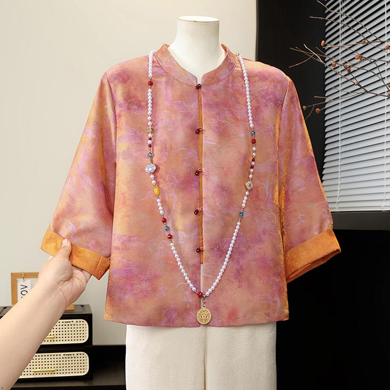 2026 New Chinese Style Spring-Summer Lightweight Jacket for Middle-Aged and Elderly Women - Three-Quarter Sleeve