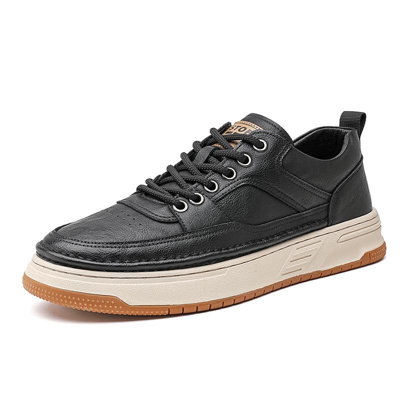 Board Shoes Men's 2025 Spring New British Casual Board Shoes Men's Leather Shoes Fashion Casual Skateboard Shoes 2025
