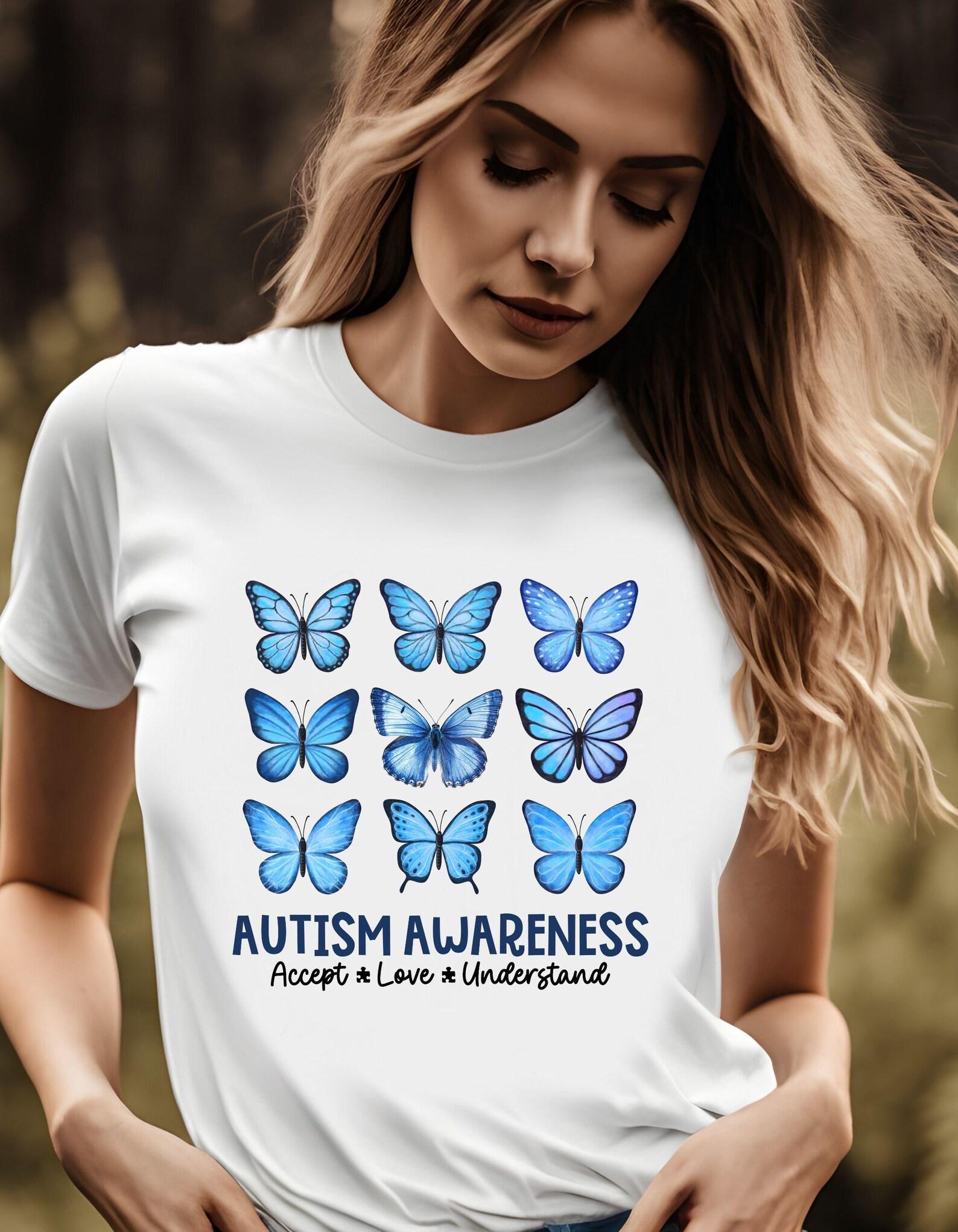 Autism Awareness Butterfly Tee, Unisex Short Sleeve Shirt, Support Autism, Butterfly Design, Gift for Awareness Month, Mental Health Support S