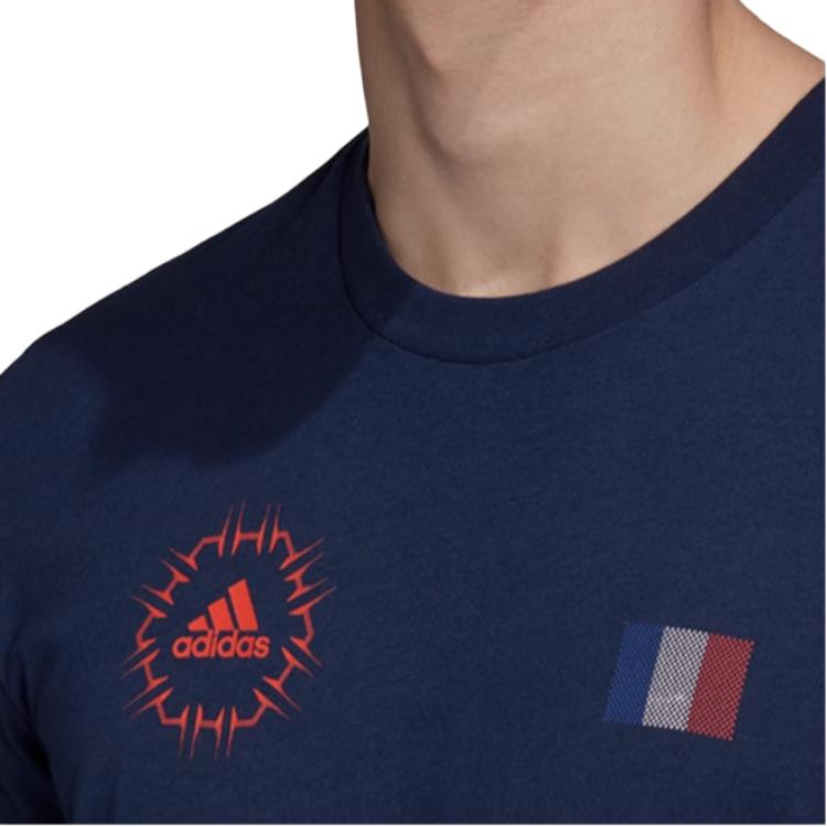 Adidas Logo Print Crew Neck T-Shirt Men Tops Navy FQ7639