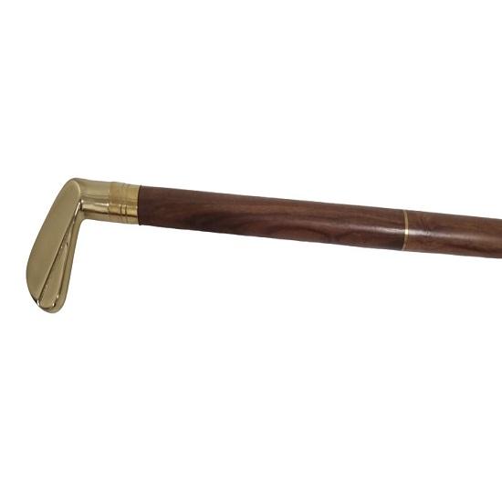 Gehstock aus Messing mit Golfkeilgriff