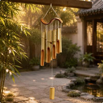 Handgefertigtes Bambus-Windspiel Handgefertigt Wind Outdoor Geeignet Gartendekoration für Veranda, Balkon
