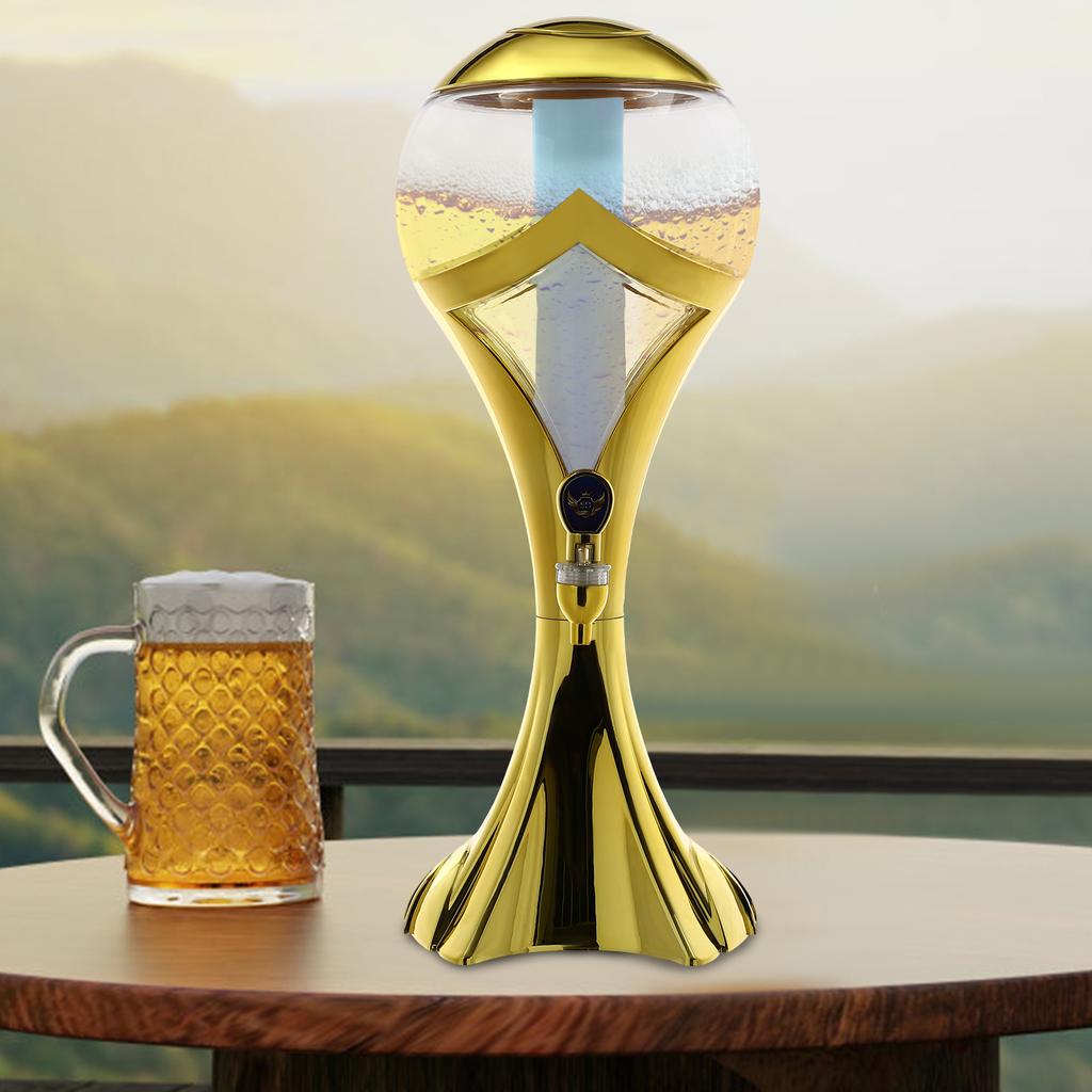 3L Sphere Wine Dispenser with Ice Tube - Modern Gold & Clear Beverage Server, 101.5Oz Capacity, Perfect for Parties & Events