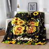Sunflower Butterfly Customize Your Name Blanket Used For Chair Office Sofa Bed Camping Soft And Warm Giving Friends And Relatives Birthday Gifts