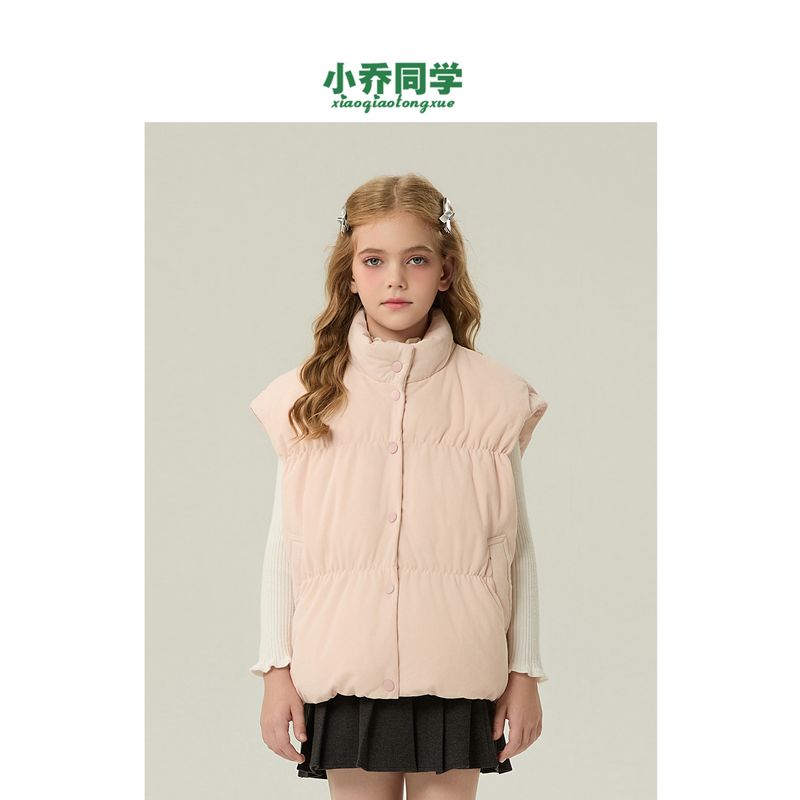 Children s down Vest Autumn and Winter New Style Girls  Warm White Duck down Vest Boys  Hooded Jacket Pink Pink 110