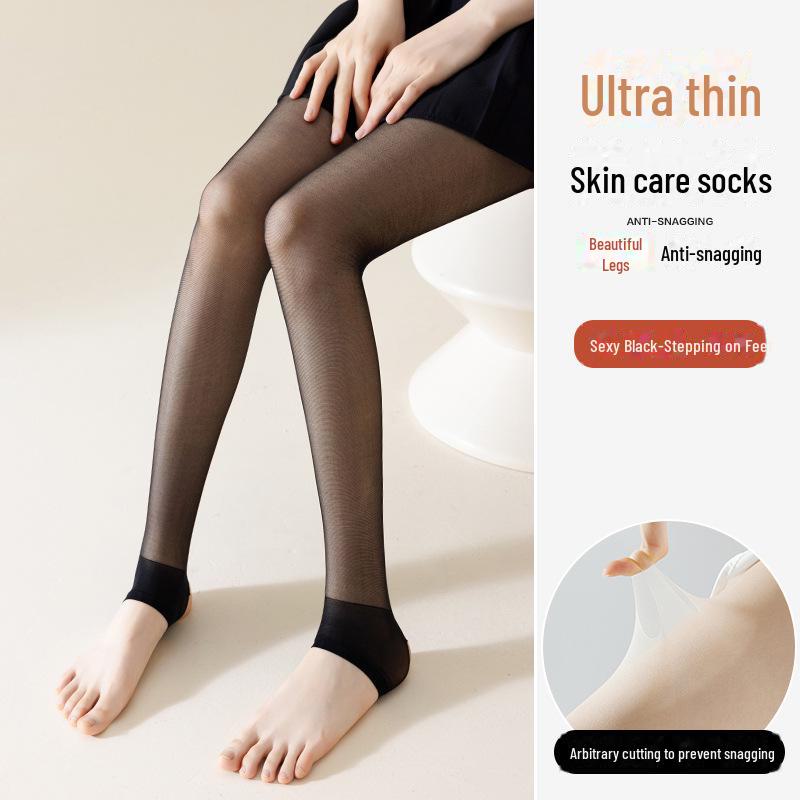 Open-Toe Women's Plus-Size Stockings: Durable, Anti-Snag, Summer Thin, Flesh-Colored, Foot-Stepping Design, No Crotch Drop.