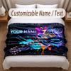 Music Guitar Theme Soft Blanket Personalized Custom Name Text Print Warm Blanket Home Sofa Bedroom Decor