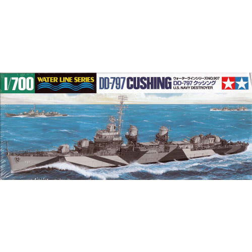 Tamiya 1/700 Waterline Series No. 907 U.S. Navy Fletcher-class Destroyer DD-797 Cushing Plastic Model Kit 31907