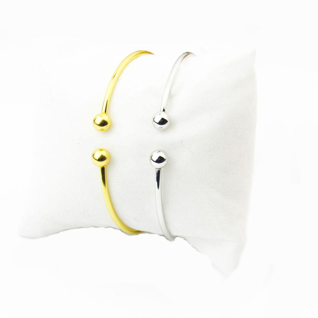Korean Women's Glossy Silver Bead Bracelet Duo