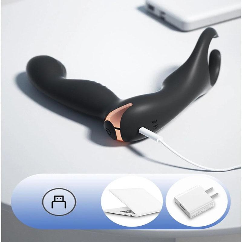 Bezdrátové ovládání Double Shock Vibrační anální plug Pull prostatický masér