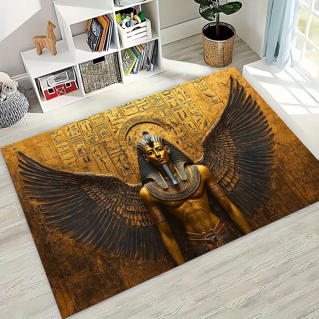 Ancient Egyptian God Dead Anubis Pharaoh Tutankhamun Mask Rug for Bedroom Living Room Sofa Home Doormat Decor,Non-slip Floor Mat