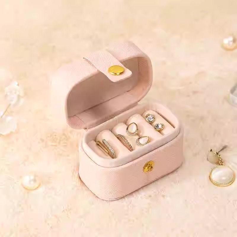 Compact Mini Ring & Earring Travel Storage Box - Elegant Jewelry Organizer