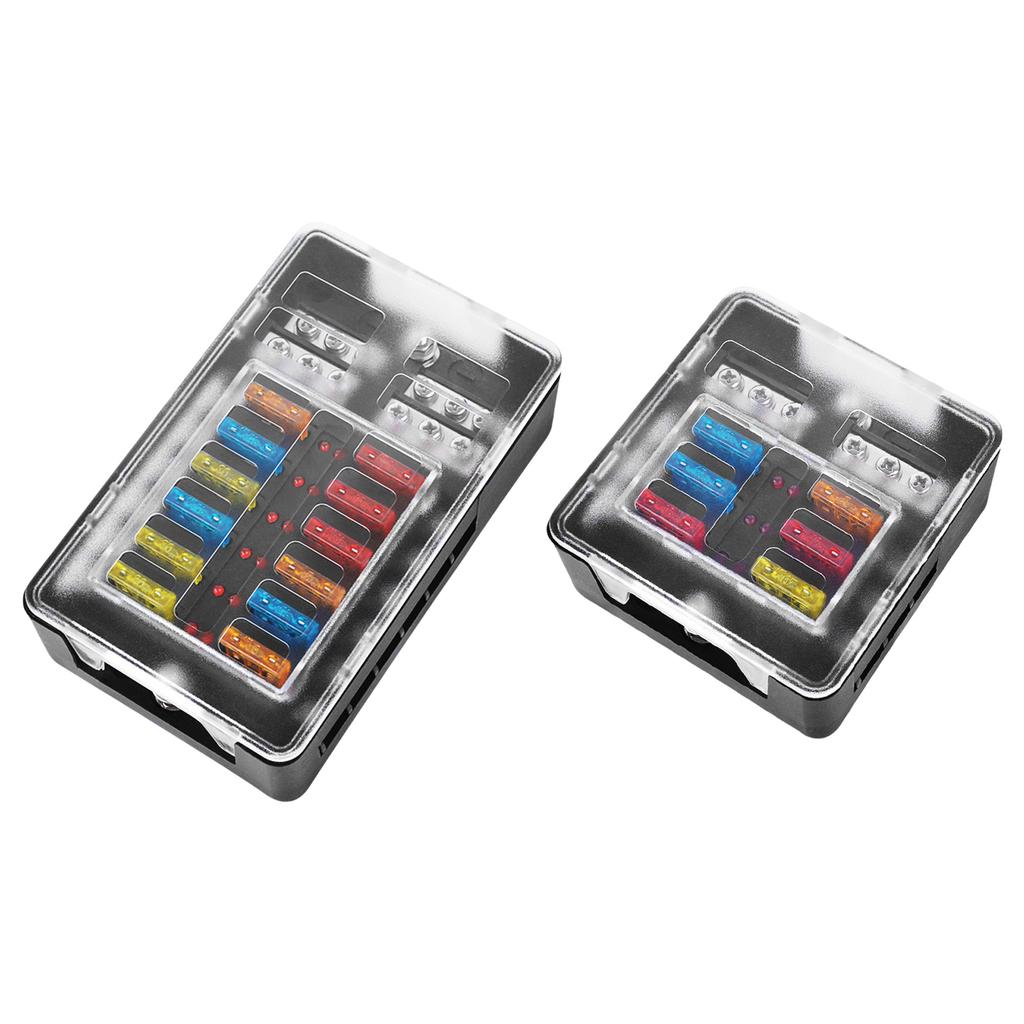 Multiple Circuit Fuses Block Heat Resistant ABS 6 Way/12 Way Automotive Fuses Box Simple Installation for Car Modifica