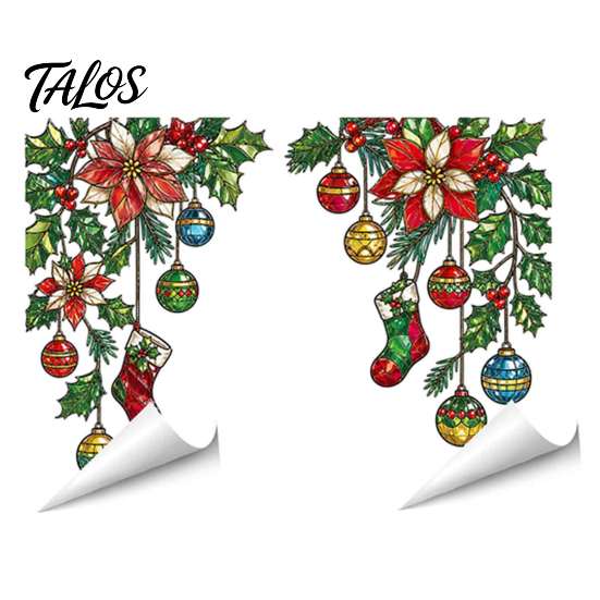 Decorative Glass Stickers for Halloween 2Pcs Stained Style Window Film, Hanging Vine Stickers, Christmas Easy Apply Film Static Clings Holiday