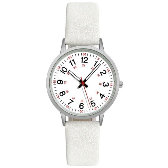 Luminous Digital Watch with Soft Faux Leather Strap 24 Hours Time Round Dial Quartz Women Fashion Wrist Watch