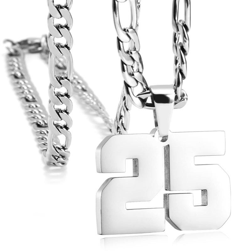 Men's Athlete Stainless Steel Sports Digital Necklace Baseball/Basketball/Soccer Team Inspiration Jewelry Spot