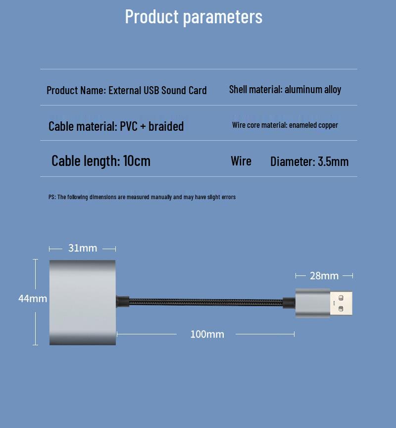 USB To 3.5mm Audio Converter for Live Streaming - External Driver-Free Sound Card