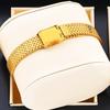 YaLaLuSi Damen Luxus Gold Diamant Zifferblatt Quarz Uhr Schlankes Netzarmband Elegante Damen Kleid Armbanduhr