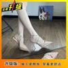 Versatile Cross-strap High Heels Women's Summer 2025 New Pointed One-word Buckle Strap Stiff Heel Patent Leather Single Shoes Women