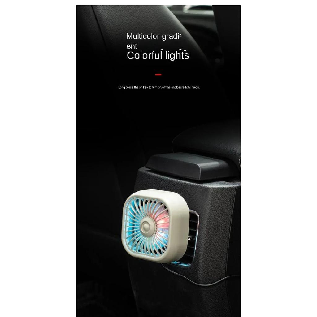 USB Car Air Outlet Cooling Fan Mini Color LED Light Low Noise Car Clip Fan 3 Speed Auto Interior Air Conditioner Cooler Car Fan