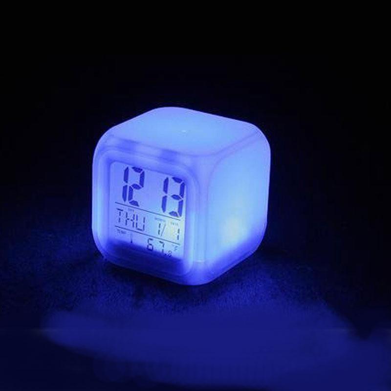 Buy Home Use 7 LED Color Change Digital Glowing Alarm Thermometer Clock
