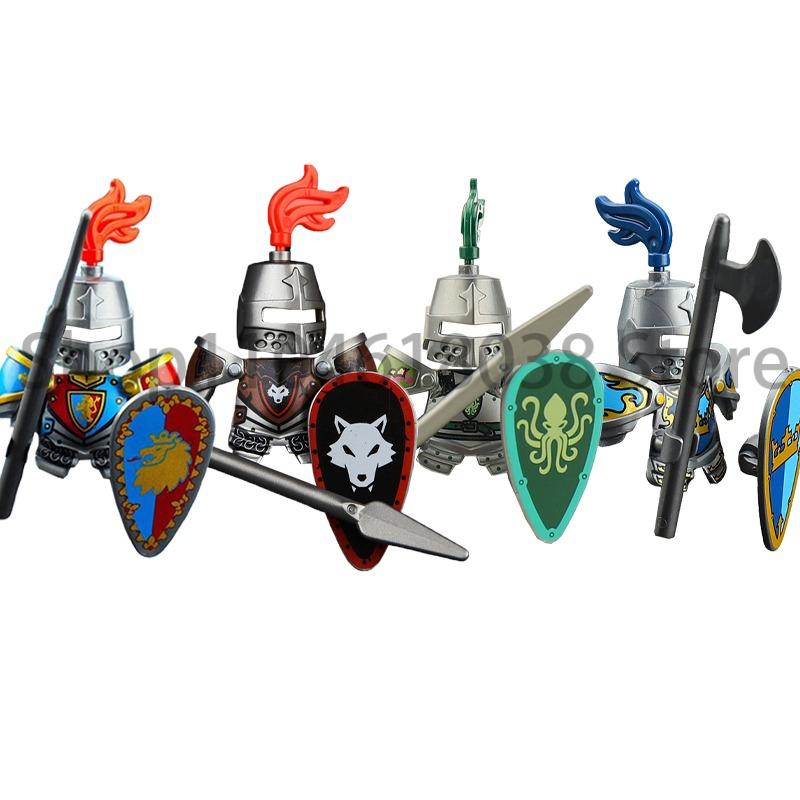 Medieval Military Figures Octopus Sea Demon Knights Building Blocks Weapons Accessories Sword Temple Spear Shield MOC MINiBricks