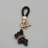 1PC Mini French Bulldog Keychain - Leather & Braided Rope Anti-lost Puppy Pendant, Cute Auto Car Key Accessory