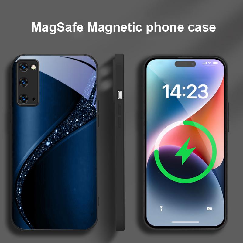 Brilliant golden galaxy For Magsafe Samsung S25 S25 Edge S25Ultra S8 9 10 20 S21 Pro 22 Plus S23 FE S24 Ultra Glass Phone Case