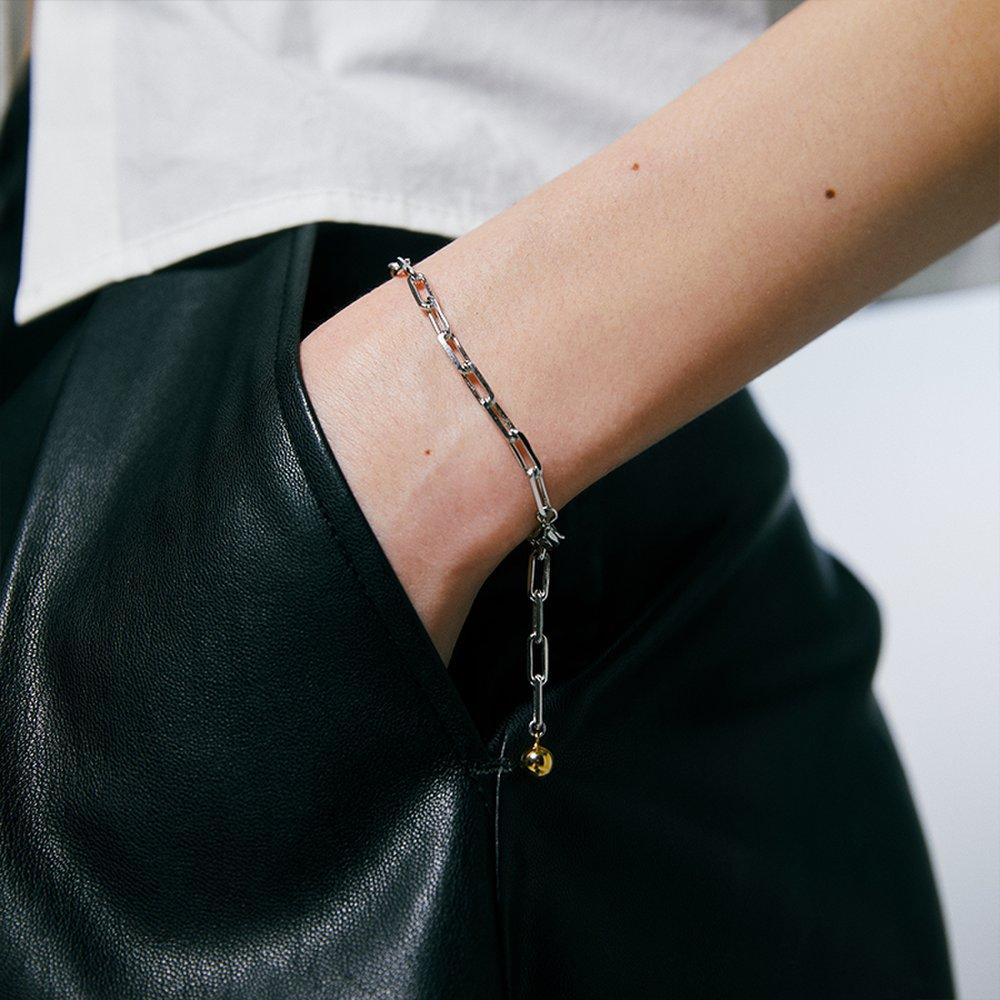 Memoria Ball Clip Silver-White Chain Bracelet Tbssvw13908M